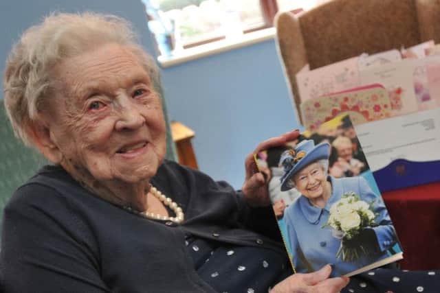 Joan Lawson on her 100th birthday last year