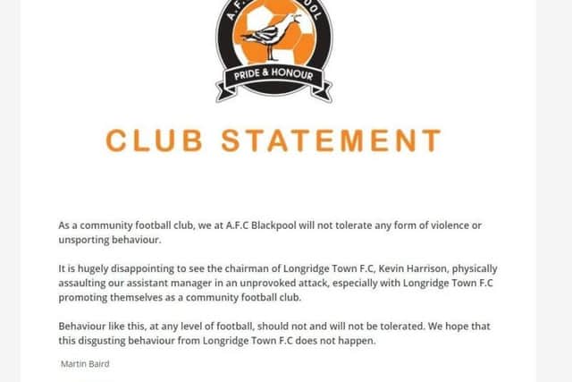 AFC Blackpool statement