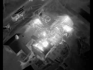 Thermal imaging shows the roof of the pub well alight. Photo: Lancs Fire and Rescue drone