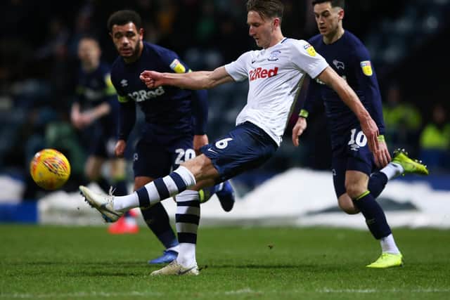 Ben Davies clears his lines against Derby. Picture: Getty Images