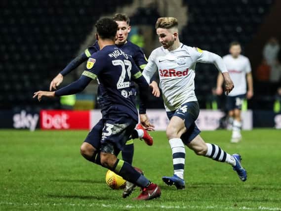 Sean Maguire in action against Derby at Deepdale last Friday night