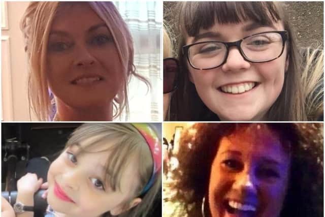 Lancashire's victims:
Top: Michelle Kiss and Georgina Callander
Bottom: Saffie Roussos and Jane Tweddle