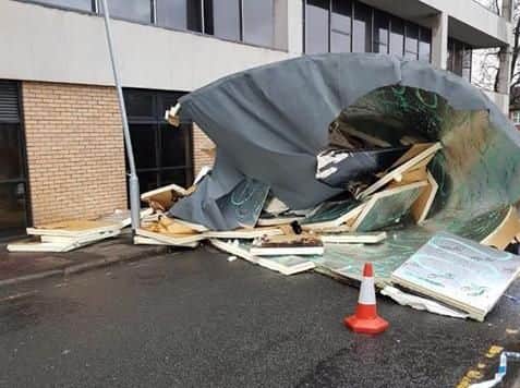 Part of Preston registry office's roof has been blown off in strong winds