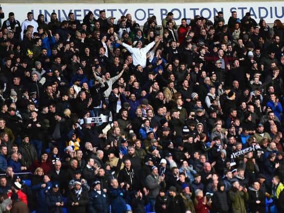 Preston supporters enjoying the 2-1 victory at Bolton