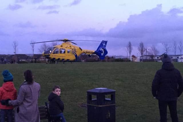 An air ambulance was also called to assist with helping the young girl