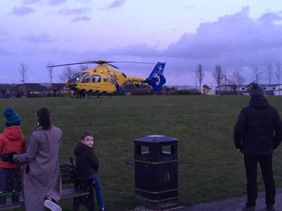 An air ambulance was also called to assist with helping the young girl