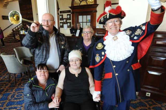 Tracey Halliday with her family and town cryer Barry McQueen