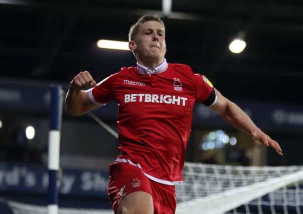 Ryan Yates celebrates scoring Forest's second goal at West Bromwich Albion on Tuesday night