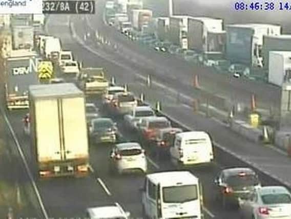 A 30-year-old pedestrian has died after being struck by a lorry on the M6 in Staffordshire this morning.