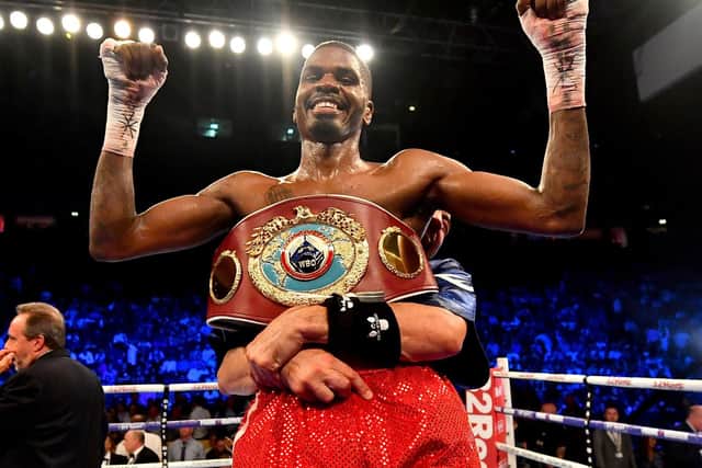 Maurice Hooker won the world title against Terry Flanagan in Manchester. Picture: Getty Images