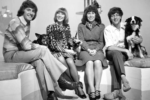 Blue Peter in 1972, (left to right) Peter Purves, Lesley Judd, Valerie Singleton and John Noakes, who are among Blue Peters's 10 longest-serving presenters.