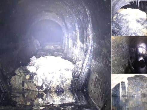 The fatberg weighs 90-tonnes and measures 275 feet - the biggest ever found in the North West. Pic - United Utilities.