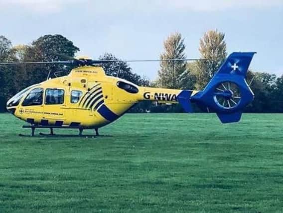 An air ambulance has landed in Worden Park to attend a medical emergency in the nearby Tesco superstore in Towngate, Leyland.
