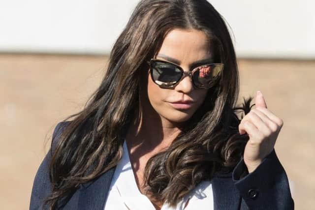 Katie Price arrives at Bexley Magistrates' Court for her drink driving court case.