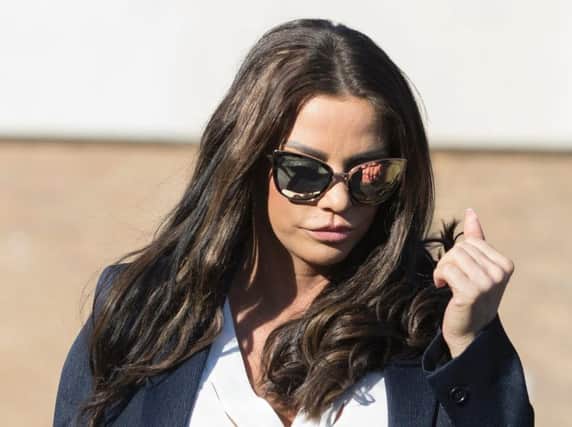 Katie Price arrives at Bexley Magistrates' Court for her drink driving court case.