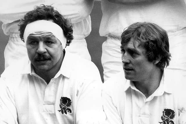 Bill Beaumont, left, in his England international days