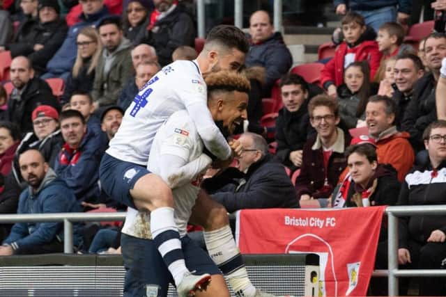 Sean Maguire congratulates Callum Robinson on his winner against Bristol City earlier in the season