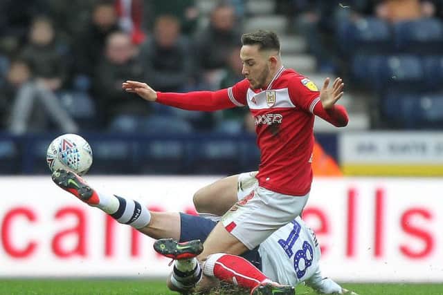 Ryan Ledson gets stuck in on his return to the PNE side at Deepdale