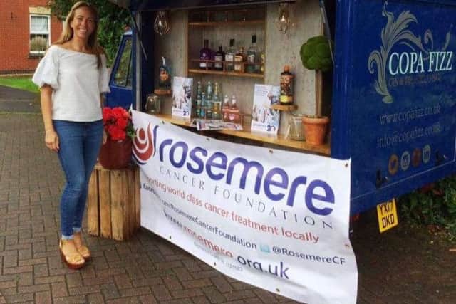 Louise McParland with the Copa Fizz mobile bar. Gillian is carrying on raising money for Rosemere in Louise's memory