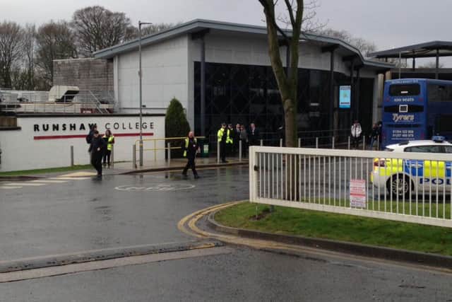 There is a heavy police presence at Runshaw College in Leyland today (Tuesday, March 5).
