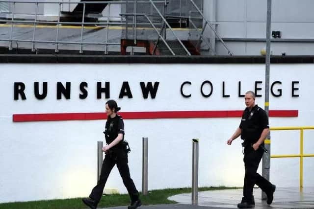 Around 12 men wielding knives confronted students near the Runshaw College campus at around 4pm on Monday, March 4.