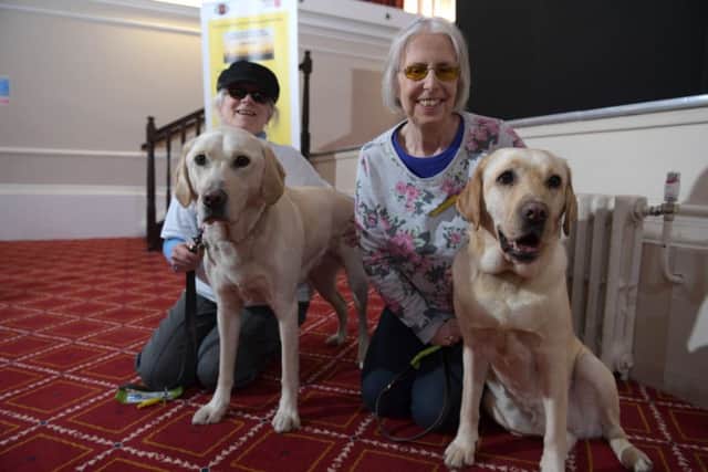 Terry Balon and Daisy with Judith Daniels and Fern of Visual Impairment Forum For The Lancashire Area