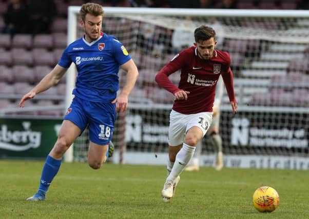 Rhys Oates and his Morecambe team-mates defended from the front against Forest Green Rovers Picture: Getty Images