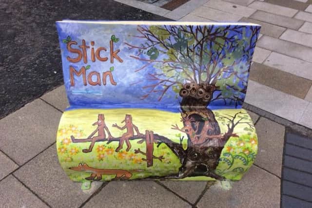 Bench decorated for Whats Your Story, Chorley?