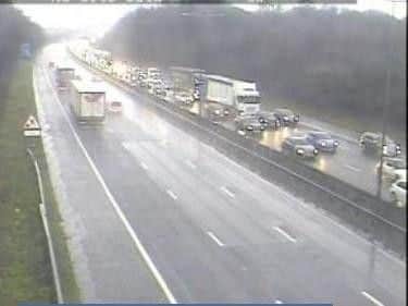A crash on the  M6 northbound between junctions J23 and J26 is causing considerable delays to commuters this morning.