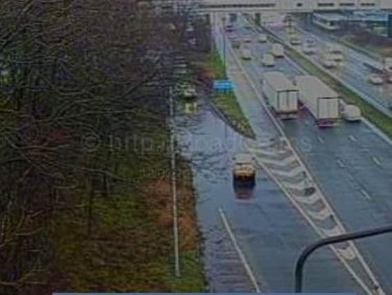 The M6 northbound exit slip at Charnock Richard Services has been forced to close due to severe flooding this morning.