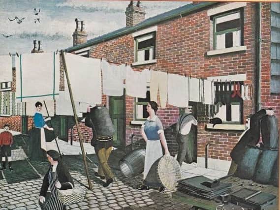 Not the missing picture, but a typical George Mainwaring scene painted from his memories of growing up in 1920's Rochdale.