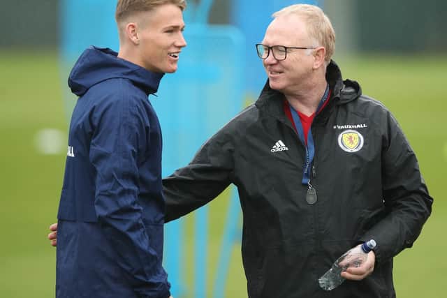 McTominay with Scotland manager Alex McLeish. Picture: Getty Images