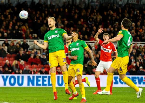 Jayden Stockley heads in the winner for PNE at Boro