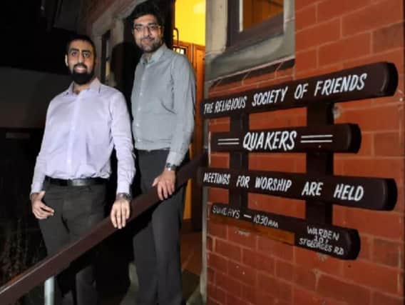 Faith: Preston's Light Foundation organisers Arfan Iqbal, left, and Nadeem Ashfaq at the Quaker meeting house, where they hold monthly discussion groups