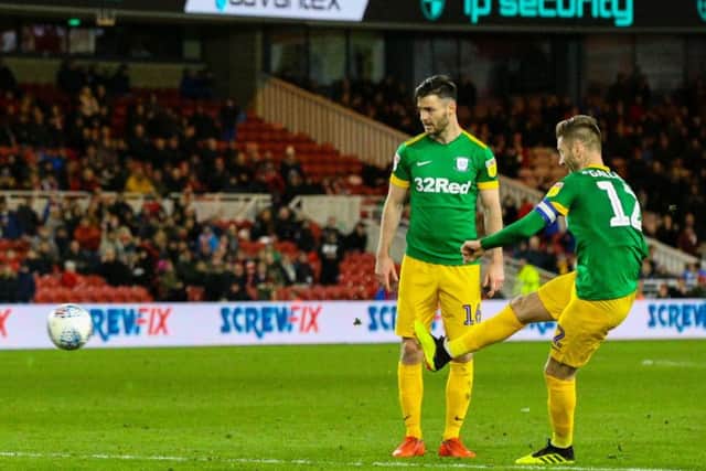Preston North End's Paul Gallagher scores his side's equalising goal against Middlesbrough