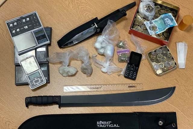Police seized knives and drugs following four arrests in the Avenham area of Preston. Photo: Preston Police
