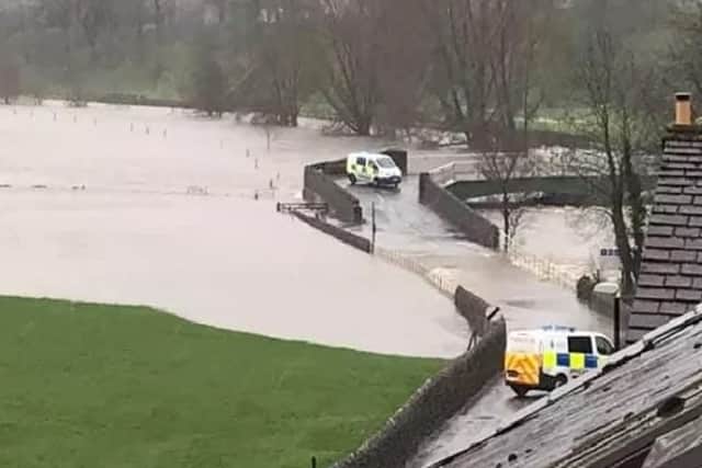 The bridge over the River Ribble at Grindleton, on the way to Chatburn, has also flooded.