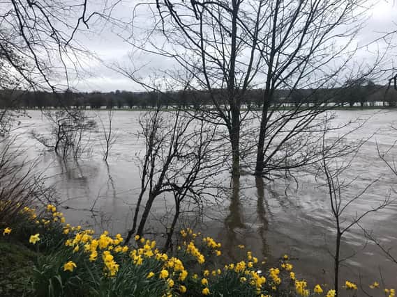 The River Ribble has burst its banks at Walton-le-Dale with flood warnings in place for several parts of Lancashire