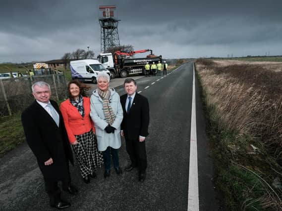 Fylde MP Mark Menzies, Coun Karen Buckley deputy leader of Fylde Council, Coun Susan M Fazackerley leader of Fylde Council, County Coun Peter Buckley at the site of the new M55 link at Heyhouses