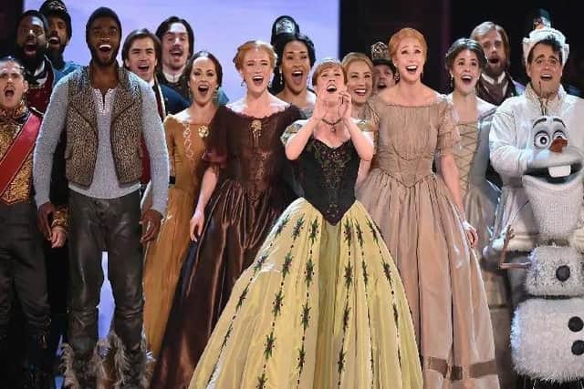 NEW YORK, NY - JUNE 10: Jelani Alladin, Patti Murin, Greg Hildreth, and the cast of Frozen perform onstage during the 72nd Annual Tony Awards at Radio City Music Hall on June 10, 2018 in New York City. (Photo by Theo Wargo/Getty Images for Tony Awards Productions)