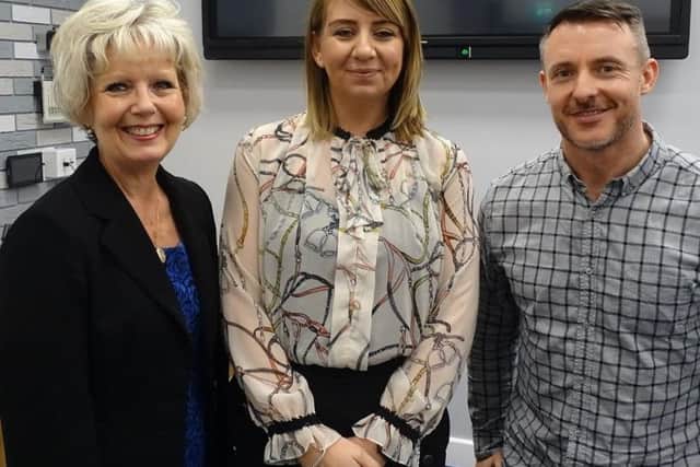 From left, Coun Karen Walton, Cabinet Member for Public Health and Safety, Wellbeing and Environmental at South Ribble Borough Council, Anna-Marie Knipe, chairman of the SRDAA, and internet star Simon McDermott