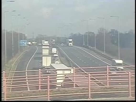 Traffic backing up to Charnock Richard Services