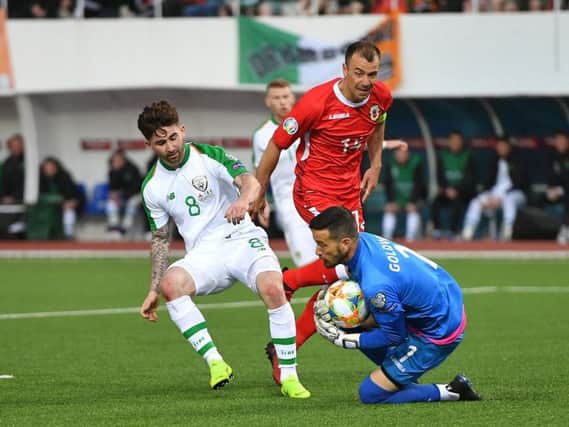 PNE striker Sean Maguire in action for Republic of Ireland against Gibraltar