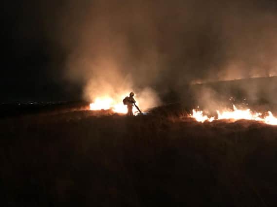 Moorland blaze on Winter Hill tonight. Pic credit: Shaun Walton