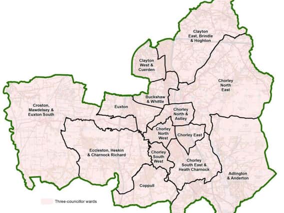 The new political map of Chorley (Credit: contains Ordnance Survey data (c) Crown copyright and database rights 2019)
