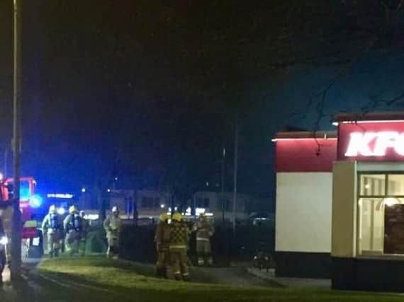 The KFC in Port Way at Preston Docks has closed temporarily after a kitchen fire at 8.15pm on Tuesday, March 26. Pic-Vicki Sarah