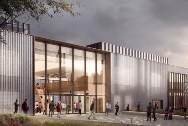 A CGI side view of the expected student centre