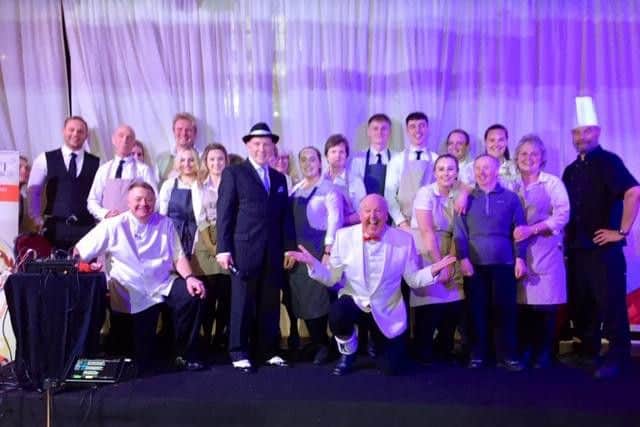 Jimmy Cricket (front kneeling) at Rivington Barn
