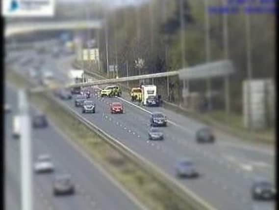 Police assisting after a flat tyre to the horsebox