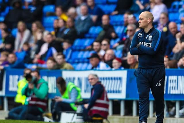 Preston manager Alex Neil on the touchline at Reading's Madejski Stadium